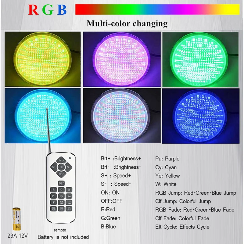 Piscina 12V RGB par56 led swimming pool light