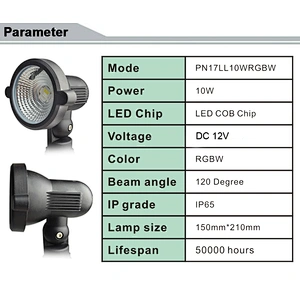 10W Aluminum RGBW Landscape Light Outdoor Lawn spike lamp IP65 12V  LED Garden lights