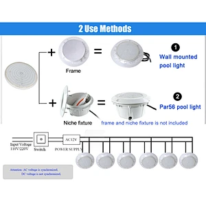 Clear PC Resin filled Above inground under water par56 / wall mounted color led swimming pool light ip68
