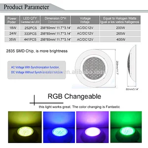 18W 24W 35W 2835 SMD Stainless Steel Underwater12V LED Swimming Pool Light