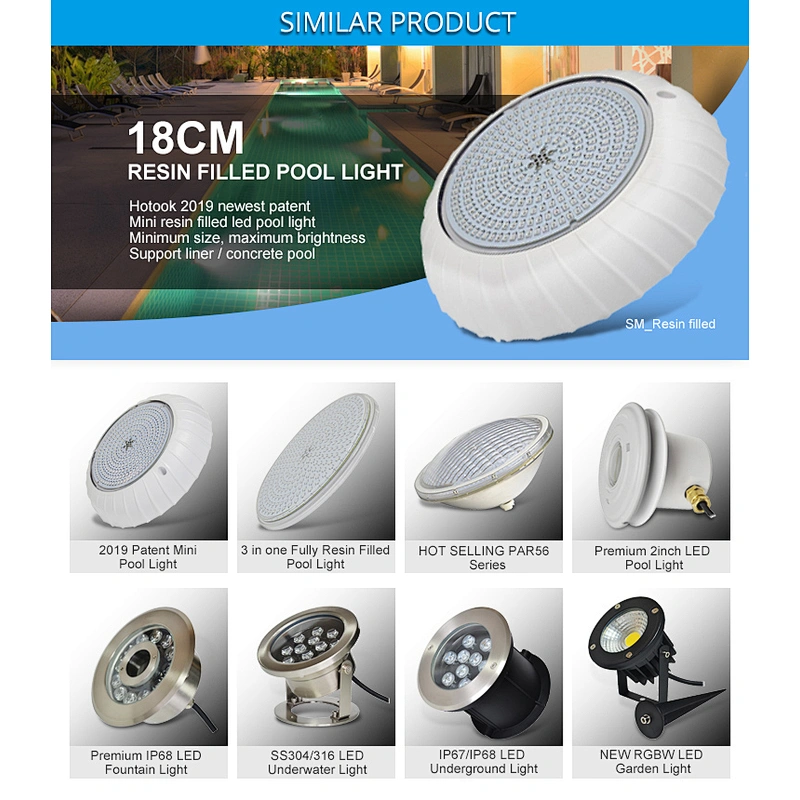 HOTOOK Premium Product 12W IP68 Stainless Steel Pool luces led sumergibles