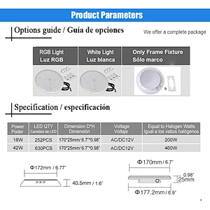 Clear PC Resin filled Above inground under water par56 / wall mounted color led swimming pool light ip68