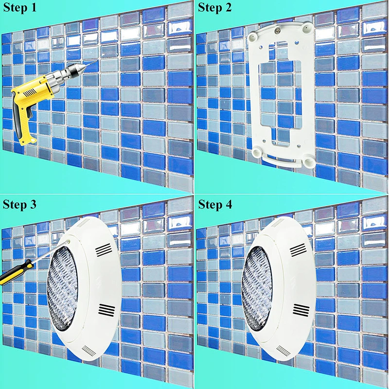 RGBW SMD5050 4in one 5 wires WIFI RF control nicheless resin filled flat underwater led swimming pool light