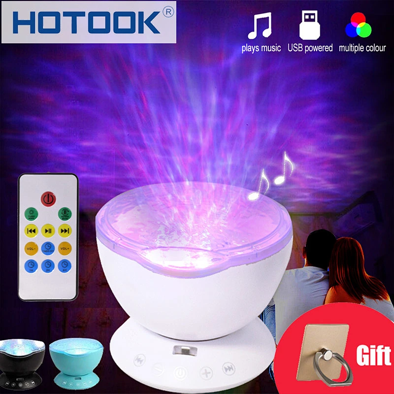 Free Ship USB operated indoor lighting magic colour night light Music Player led ocean waves light projector for wedding gifts