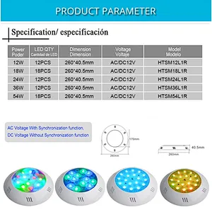 Patented resin filled surface mounted pool light IP68 underwater swimming Waterproof LED lamp ODM OEM factory