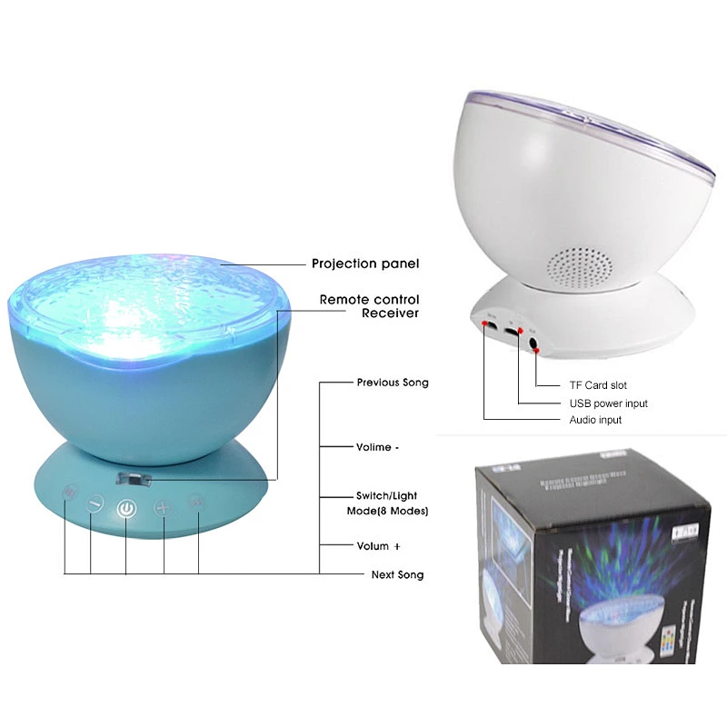 Free Ship USB operated indoor lighting magic colour night light Music Player led ocean waves light projector for wedding gifts