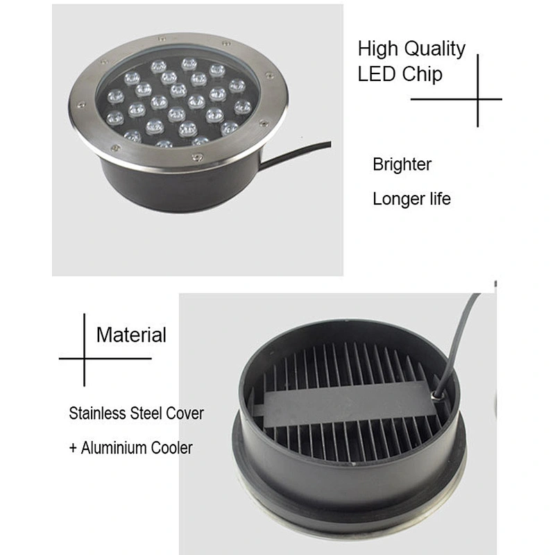 Shenzhen Factory Outdoor Waterproof IP67 LED Decking Garden Inground Buried 24W 24V LED Underground Light