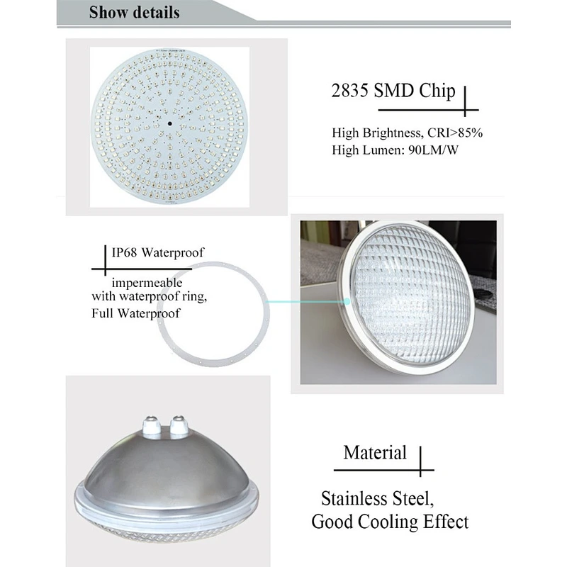 36W RGB Wireless IP68 led lampara para piscina stainless steel pool light