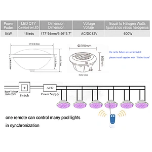 12V IP68 Glass Par56 led rgb under water swimming pool lights