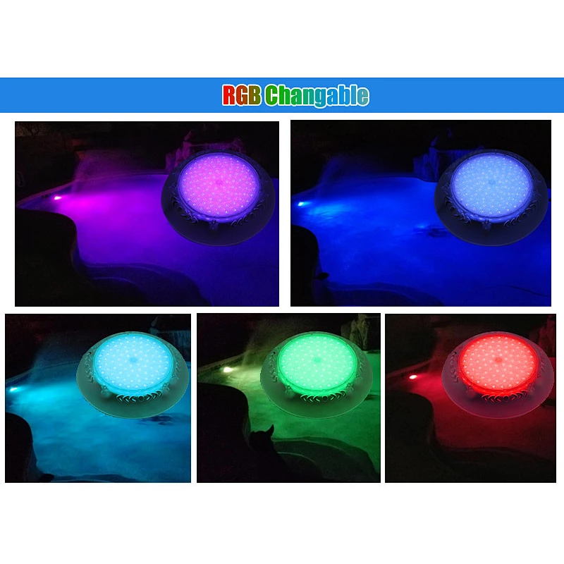 Clear PC Resin filled Above inground under water par56 / wall mounted color led swimming pool light ip68
