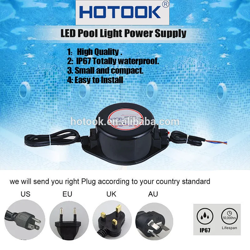 Free Shipping 60W Waterproof ip67 led swimming pool light 12v transformers