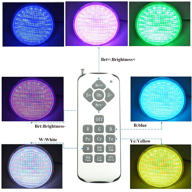 Free shipping Par56 18W RGB remote control led pool lights