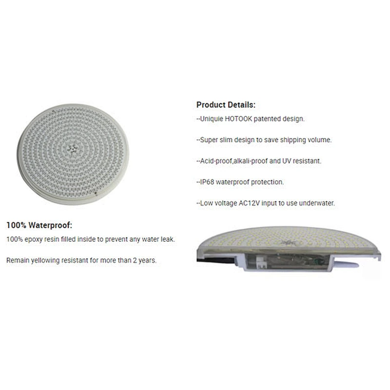 HOTOOK Patented World No.1 Thin All in one Replacement IP68 Stainless steel 316 LED Pool light