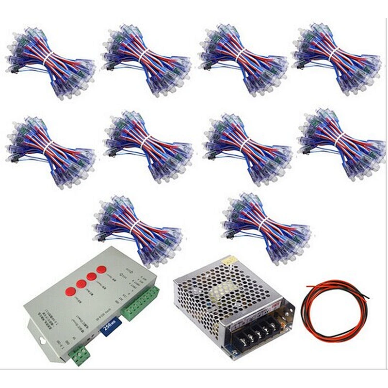1000pcs 12mm IP68 RGB addressable led pixel module WS2811 for letter sign 5V + T1000S Controller + Power adapter Free shipping