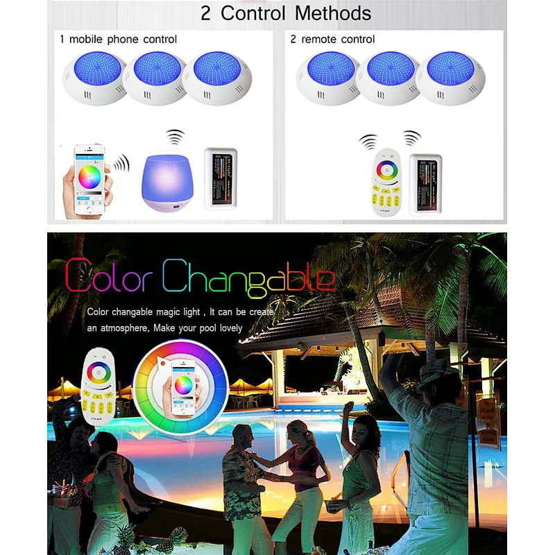 Mobile App control  18W IP68 rgb rgbw wifi controller resin filled LED Swimming pool lights