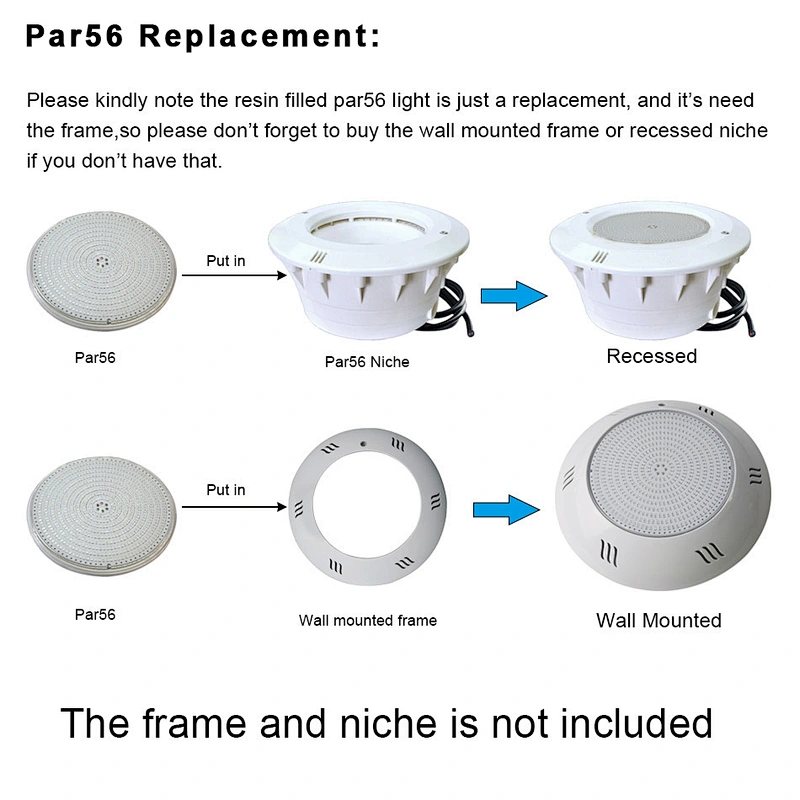 Wholesale 35W RGB Resin Filled Par56 led swimming pool light with niche for Vinyl pool