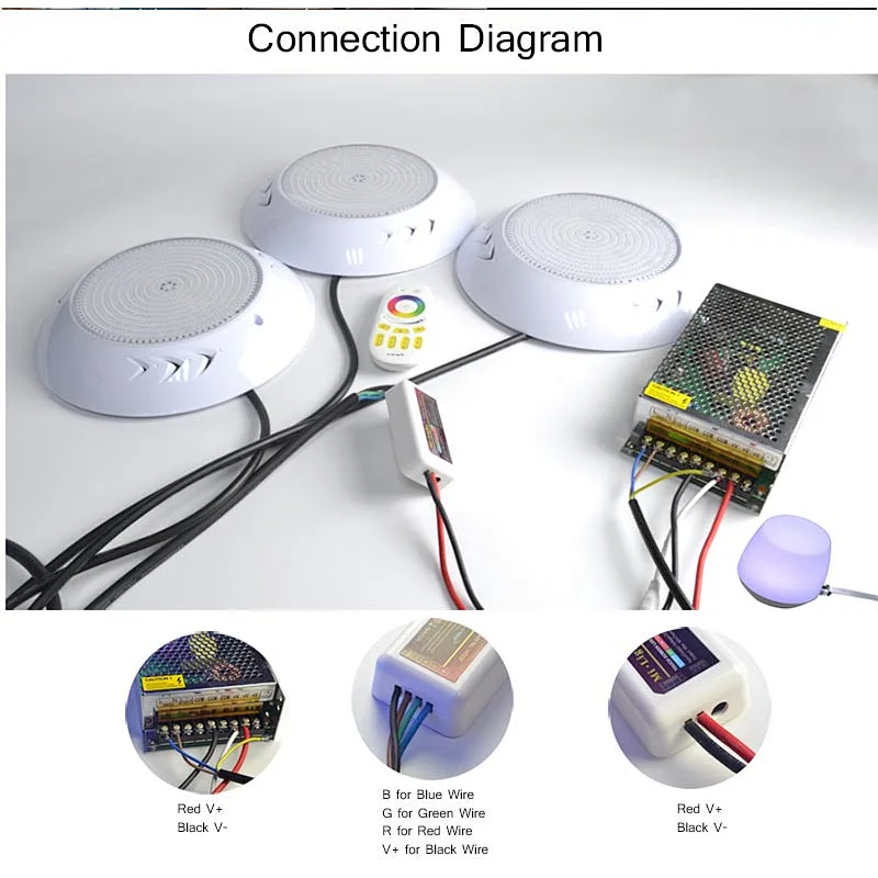 Mobile App control  18W IP68 rgb rgbw wifi controller resin filled LED Swimming pool lights