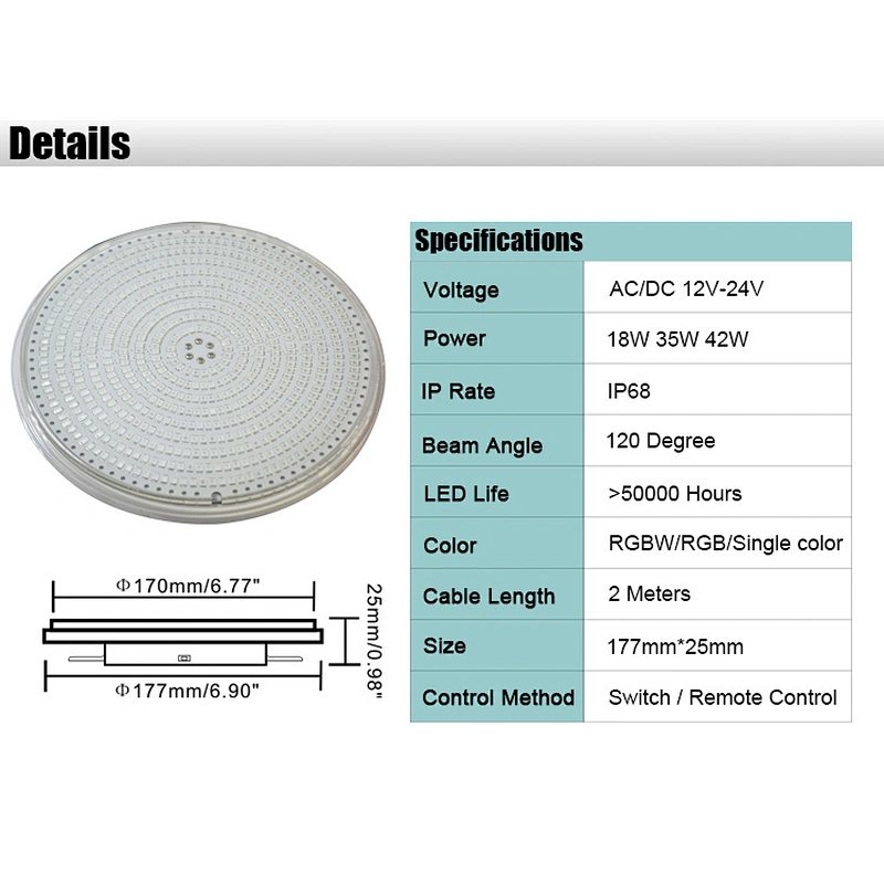 Wholesale 35W RGB Resin Filled Par56 led swimming pool light with niche for Vinyl pool