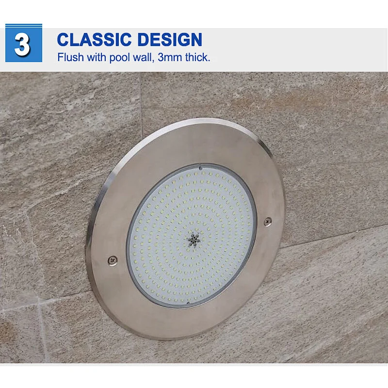 On Sale RGB 12V 18W LED 316L Stainless Steel Pool Light Wall Mounted Flat  LED Swimming Pool Light