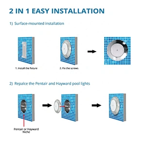 HOTOOK Replaceable waterproof resin filled 45w rgb 12v wall mounted stainless steel underwater swimming pool lights