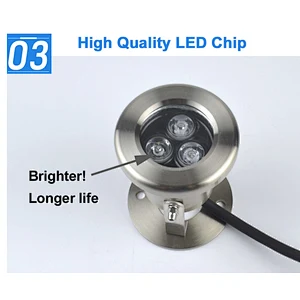 China Factory 12 Volt 3W Outdoor Stainless Steel Submersible Ip68 Waterproof Pond Underwater Led Lights