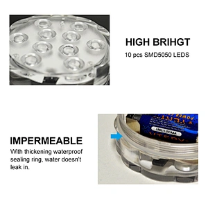 Remote Control RGB Submersible  Battery Operated Underwater Outdoor Vase Bowl Garden Party Decoration Led Lamp Pool Light