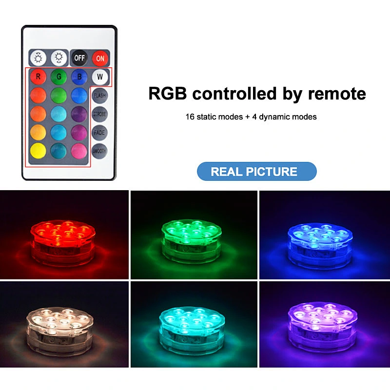 Remote Control RGB Submersible  Battery Operated Underwater Outdoor Vase Bowl Garden Party Decoration Led Lamp Pool Light