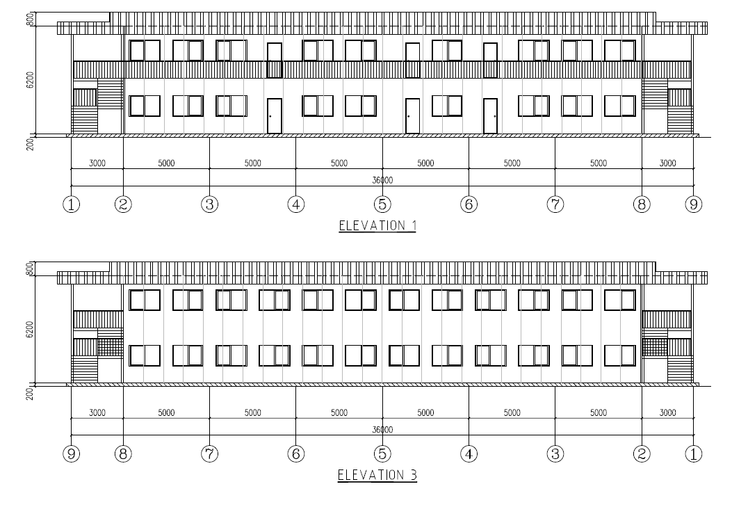 two storey prefab houses drawing