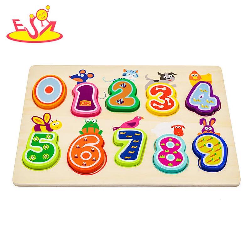 Ready To Ship math toys wooden number puzzles for children W14B111