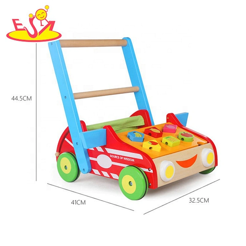 New design educational babywalker wooden baby walker for push along W16E143