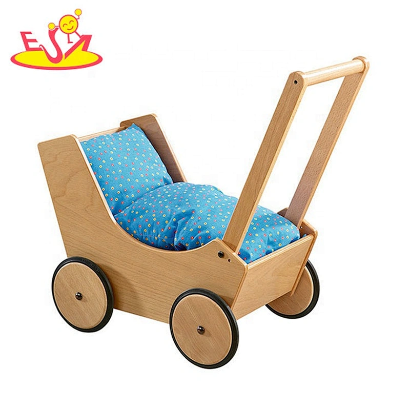 New design blue wooden toy doll stroller for children W16E137C