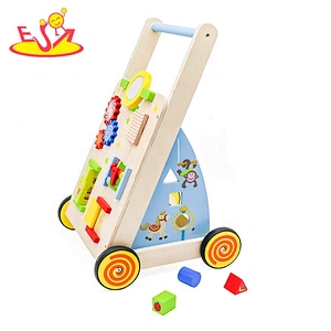 New design educational babywalker wooden baby walker for push along W16E143