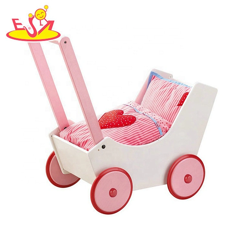 New design blue wooden toy doll stroller for children W16E137C