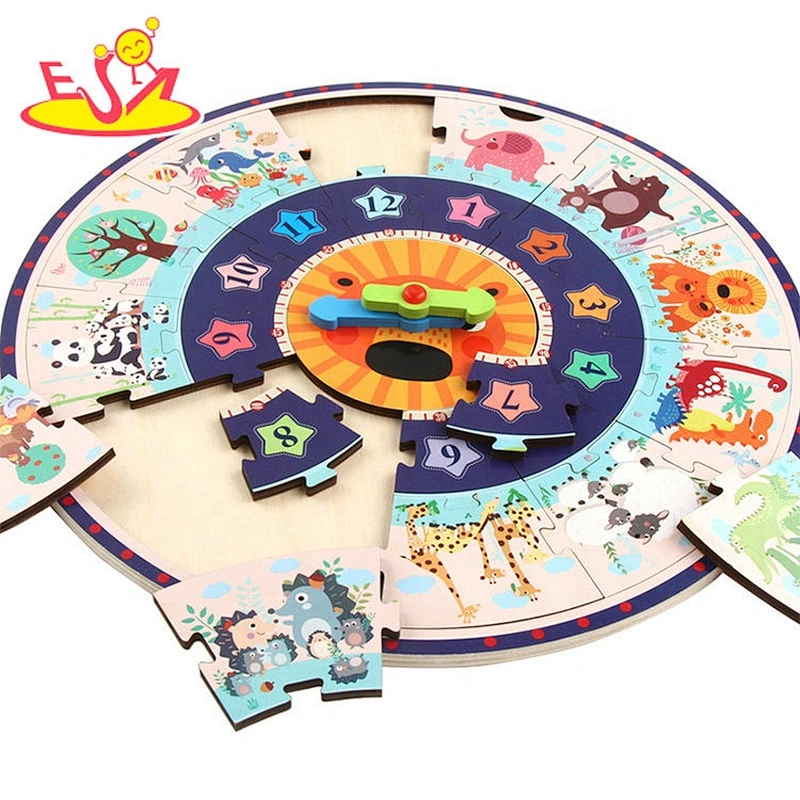 2019 High quality educational wooden shape sorting clock for baby W14K057
