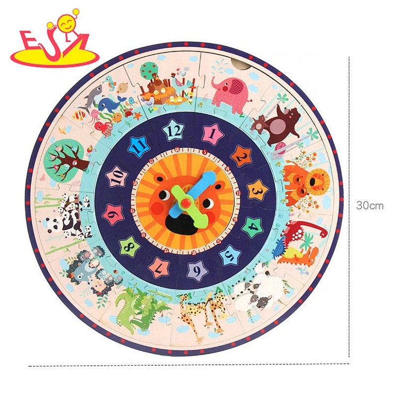 2019 High quality educational wooden shape sorting clock for baby W14K057
