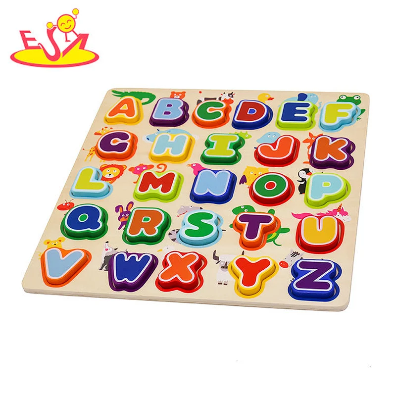 Ready To Ship educational wooden animal alphabet puzzle for toddlers W14B113