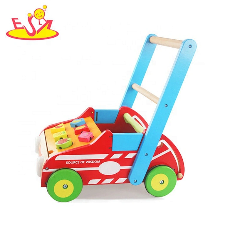 New design educational babywalker wooden baby walker for push along W16E143