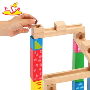 2019 Most popular 27 PCS DIY blocks wooden marble run track for kids W04E082