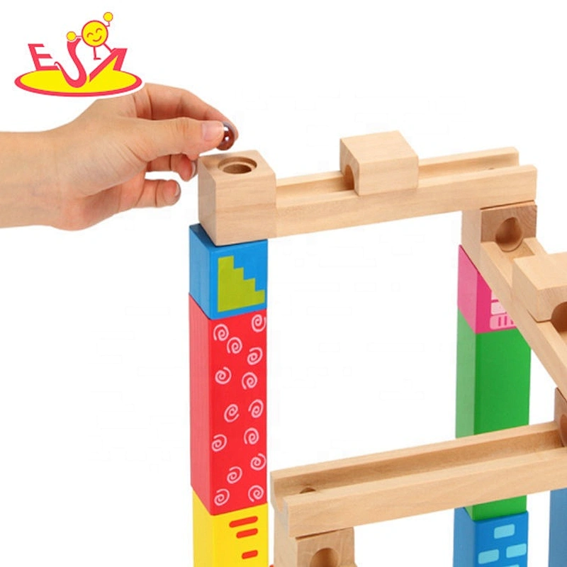 2019 Most popular 27 PCS DIY blocks wooden marble run track for kids W04E082