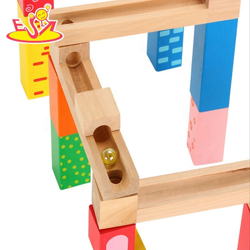 2019 Most popular 27 PCS DIY blocks wooden marble run track for kids W04E082