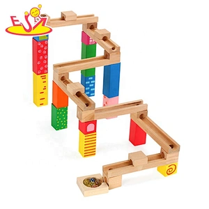 2019 Most popular 27 PCS DIY blocks wooden marble run track for kids W04E082