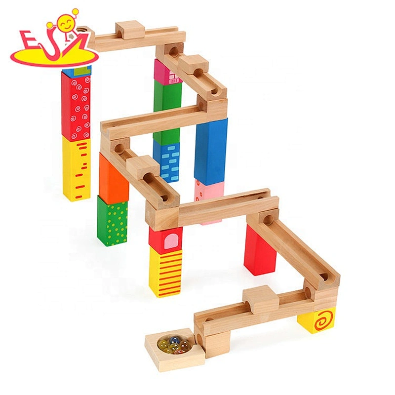 2019 Most popular 27 PCS DIY blocks wooden marble run track for kids W04E082