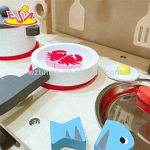 Nuevo estilo de simulación de cocina de juguete de madera para niños jugar W10C401