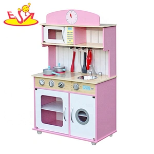 Wholesale girls pink wooden kitchen toy for pretend play W10C238