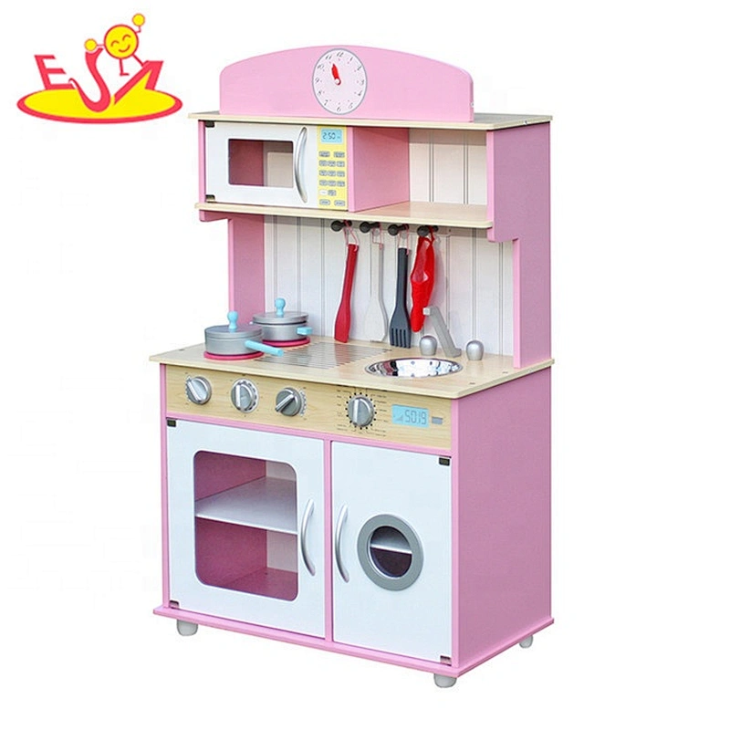 Wholesale girls pink wooden kitchen toy for pretend play W10C238