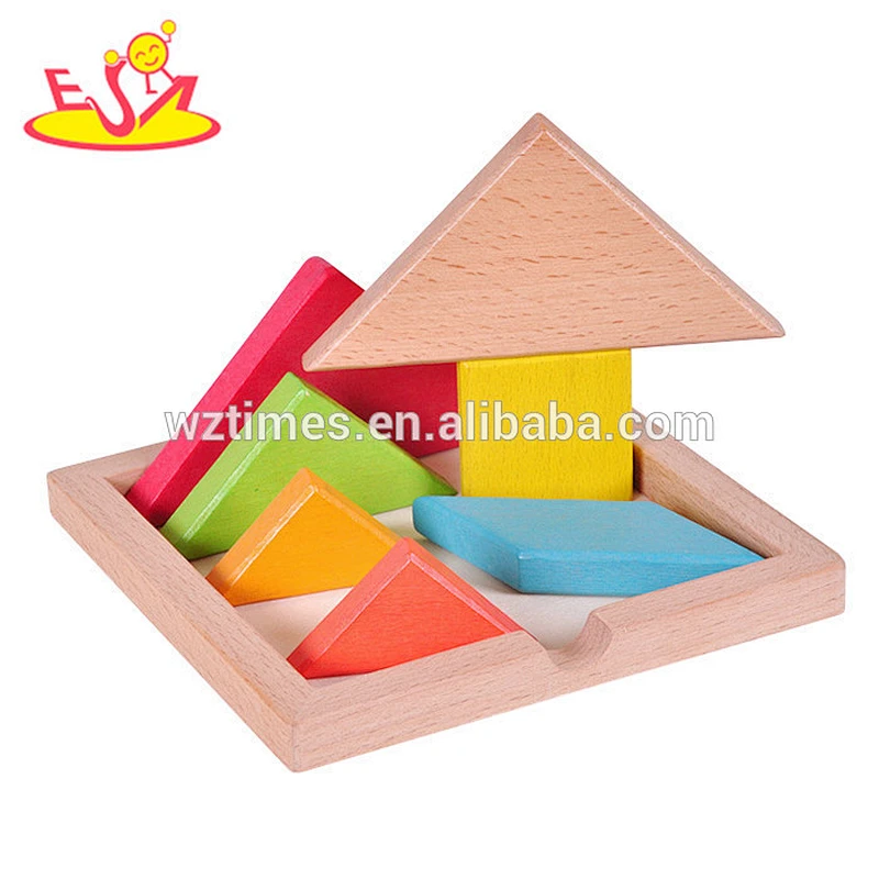 2017 Wholesale best kids creative mind puzzles wooden tangram pieces W11D006