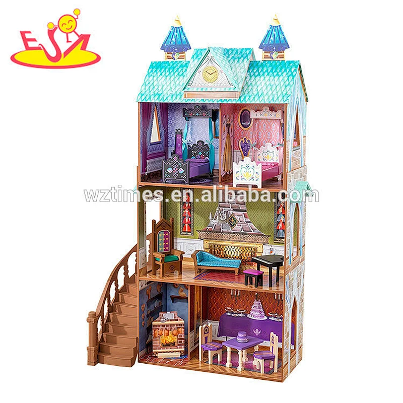 2018 New hotest wooden 3-story dollhouse toy for kids W06A266