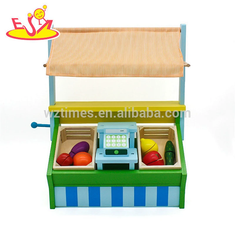 Best sale children wooden toy fruit & vegetable market stand for pretend play W10A060B