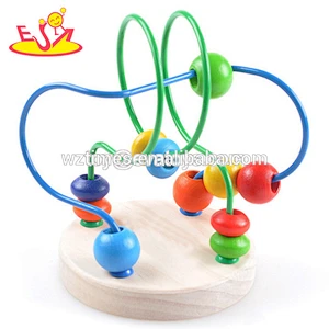 Wholesale funny rocket shape wooden maze toy wire beads toy for children W11B076