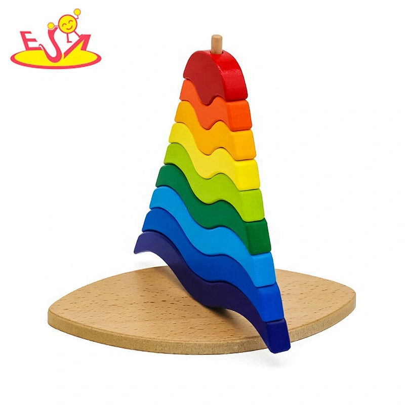New arrival educational wooden rainbow baby toy for baby W13D218